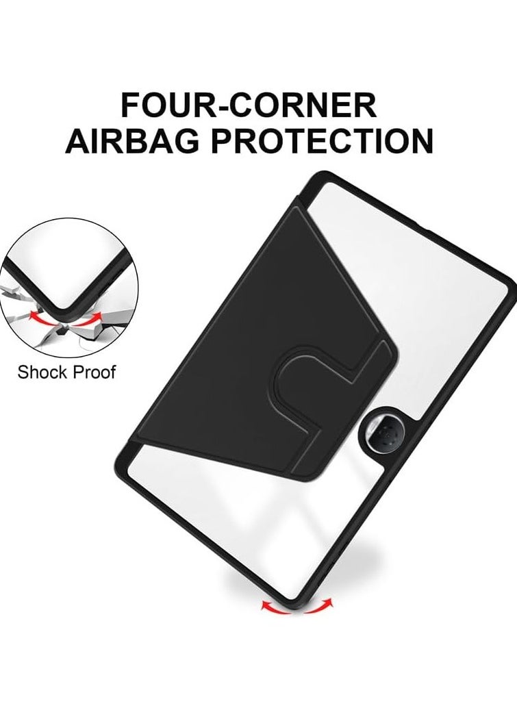 VKL - Case Compatible with Honor Pad 9 12.1 inch with Pen Holder, 360 Degree Swivel Stand Folio Flip Smart Tablet Cover Auto Sleep/Wake Tablet Case (Black) - Image 1
