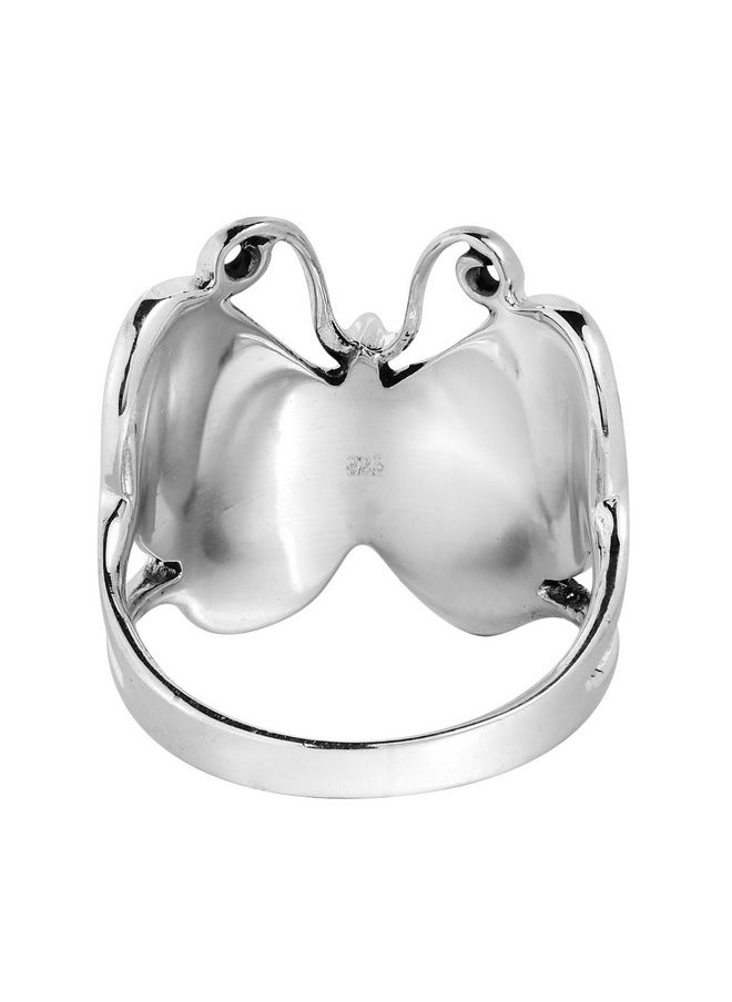 AeraVida - Captivating Butterfly Motif White Mop Statement .925 Sterling Silver Ring Statement Fashion Jewelry Gift For All Occasions Size 7 - Image 1