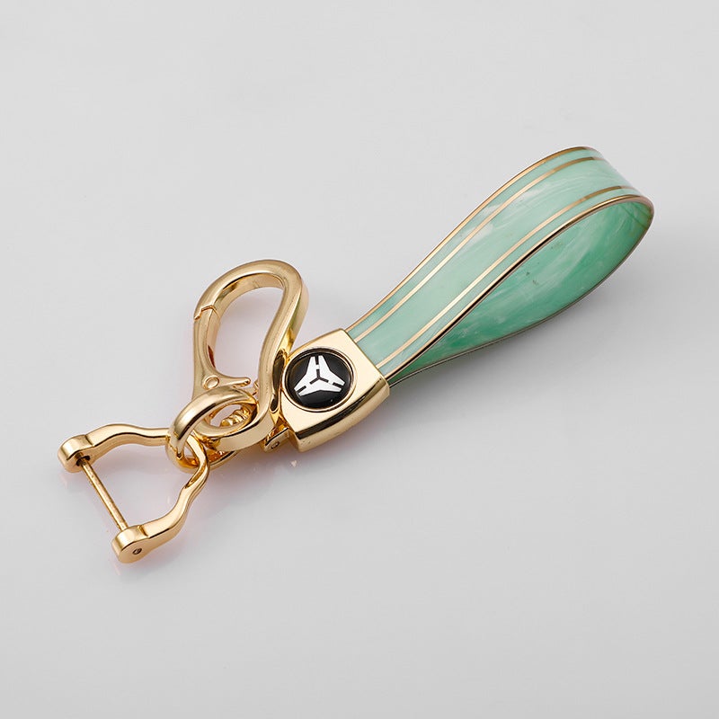 Sale Gold Inlaid Jade Keychain Car Logo Metal Horseshoe Buckle Fashion Tpu Bracelet Lanyard Creative Gifts - Image 5