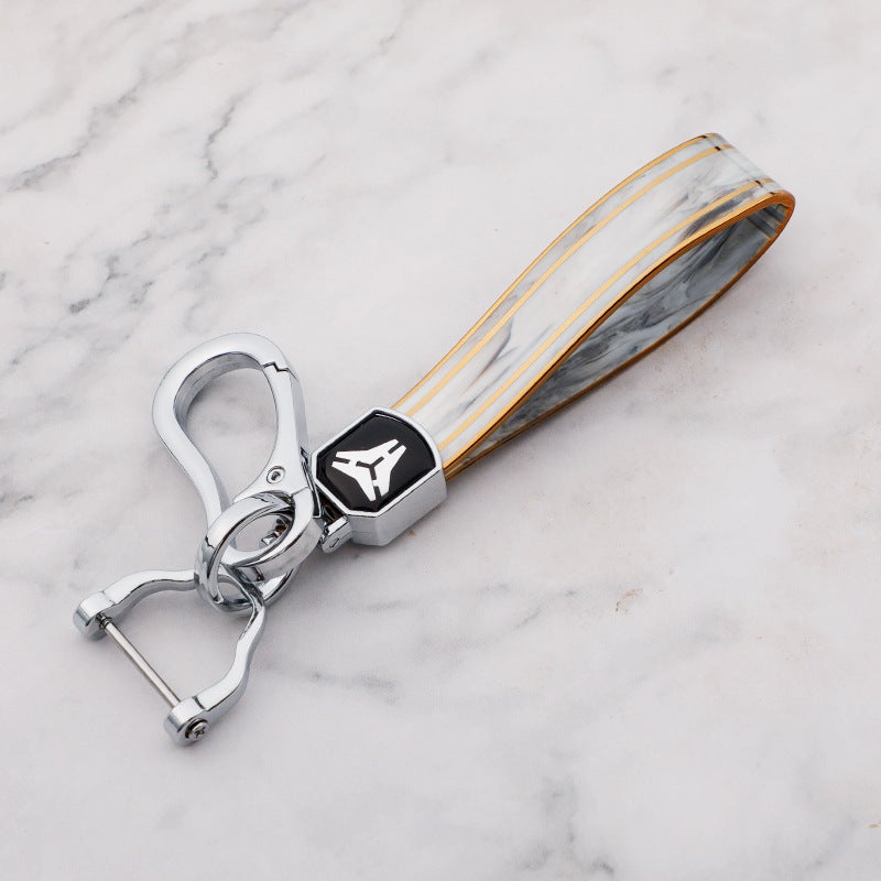 Sale Gold Inlaid Jade Keychain Car Logo Metal Horseshoe Buckle Fashion Tpu Bracelet Lanyard Creative Gifts - Image 1