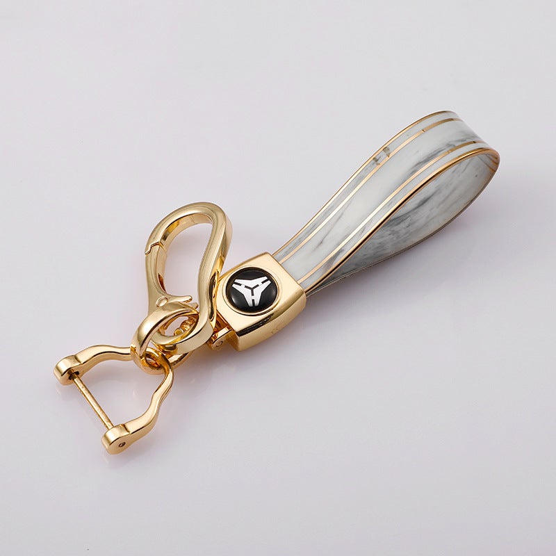 Sale Gold Inlaid Jade Keychain Car Logo Metal Horseshoe Buckle Fashion Tpu Bracelet Lanyard Creative Gifts - Image 3
