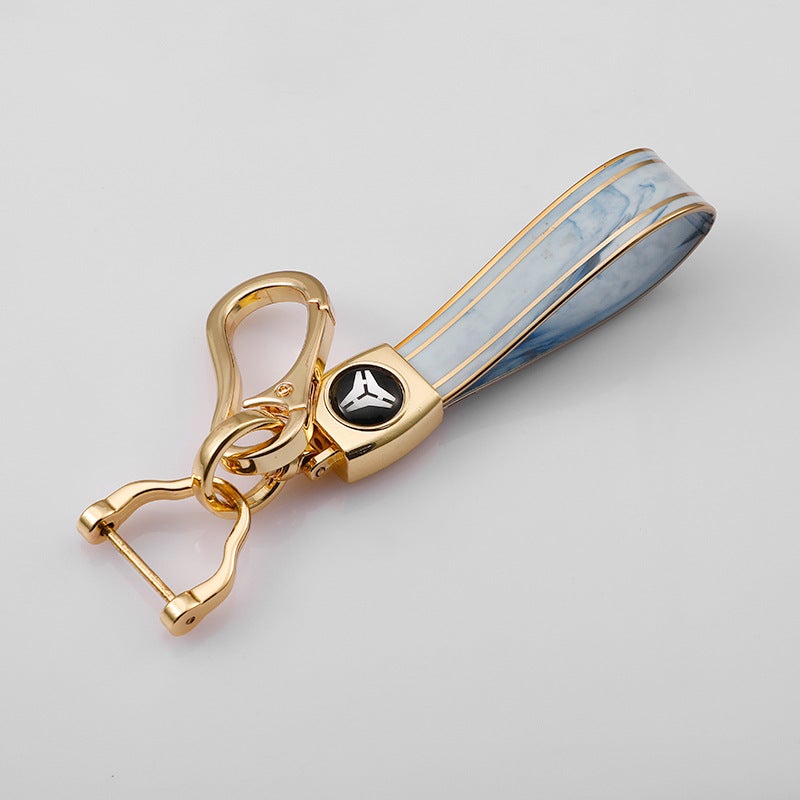 Sale Gold Inlaid Jade Keychain Car Logo Metal Horseshoe Buckle Fashion Tpu Bracelet Lanyard Creative Gifts - Image 2