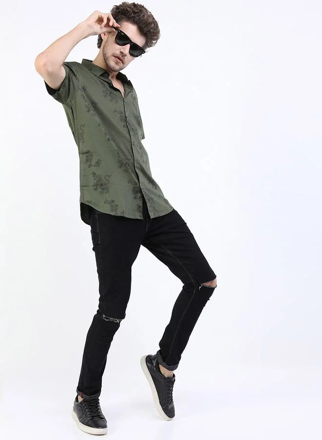 Ketch Graphic Print Slim Fit Casual Shirt