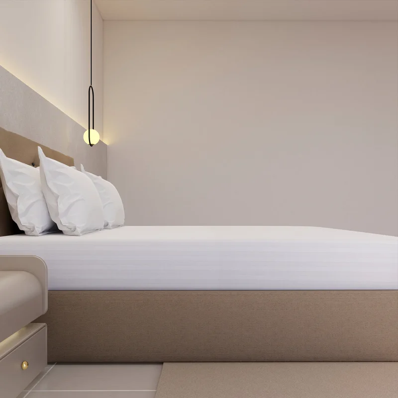 يسكن Luxurious 300 Thread Count Bamboo  Sateen Wide Stripe Fitted Sheet