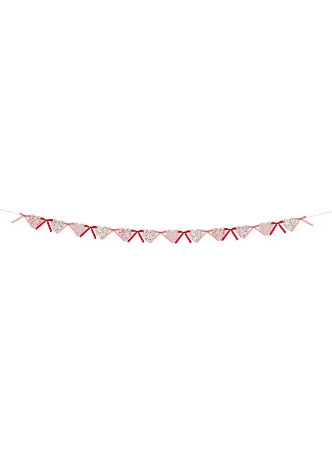 Meri Meri  x Liberty Heart Garland - 12 Scalloped Paper Heart Pennants with Dusty Pink & Red Velvet Bows, Liberty Floral Designs and Gold Foil, Romantic Decoration for Valentine’s  | Best Price UAE