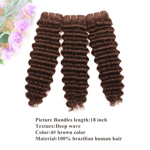 ALLRUN Deep Wave Brown Human Hair Bundles Curly Bundles Human Hair Chocolate Brown Bundles For Braiding Brazilian Human Hair Curly Wave Extensions 4 Color 141618 Inch - Image 3