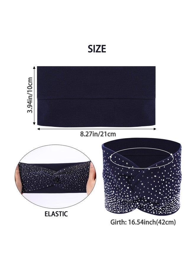 Sliverdew Rhinestone Head Wrap 3 Pack Boho Wide Headbands Rhinestone Head Scarf Crystal Wide Headbands Stretch Wide Headbands Elastic Turban Thick African Fabric Cotton Head Bands Fashion Hair Scarfs - Image 4