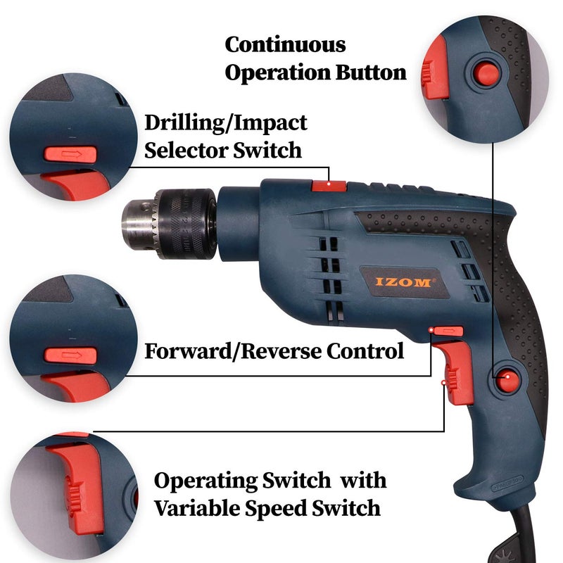 Izom ATC 1001 Drill Machine Kit Blue Matte Finish 110Pieces - Image 4