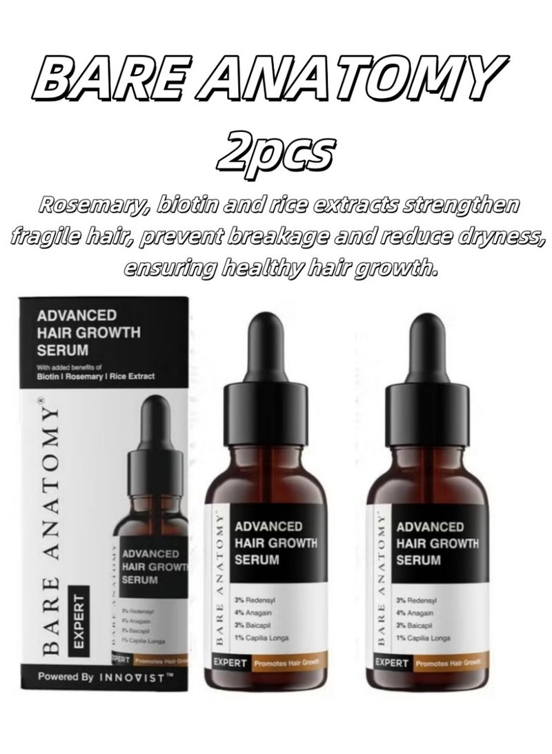 بار_اناتومي سيروم نمو الشعر المتقدم من بار أناتومي - حزمة مزدوجة 2 × 30 مل مع ريدنسيل، أناغين، بايكابيل وكابيليا لونغا لعلاج تساقط الشعر مع البيوتين ومستخلص الأرز من إكليل الجبل للرجال والنساء - Image 1