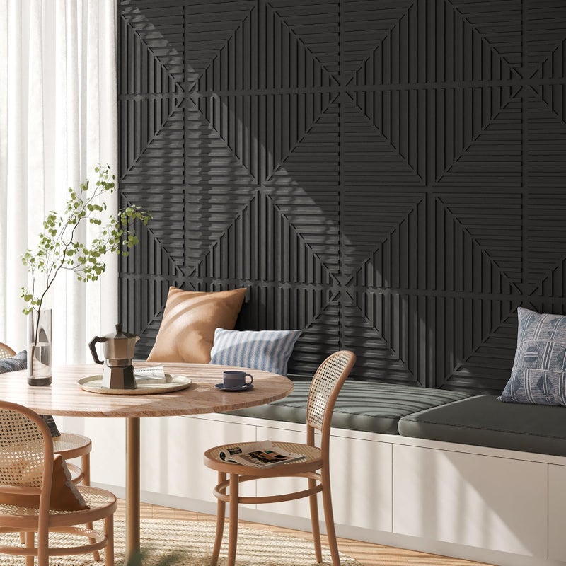 Art3d 12-Pack Drop Ceiling Tiles 2x2 FT, PVC 3D Textured Panels for Interior Wall Decor Living Room Bedroom Office, 24x24 Inch, Black - Image 3