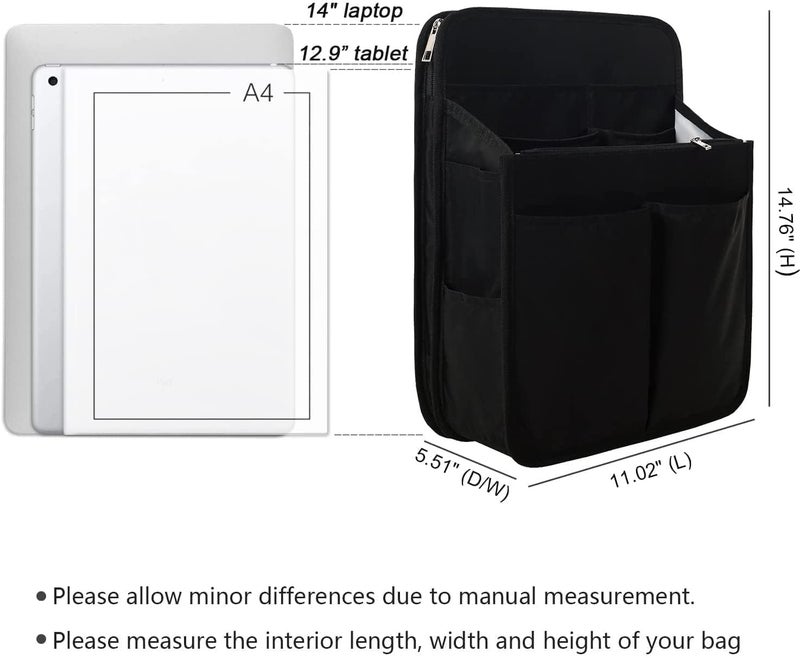 Yoillione Nylon Backpack Organizer Insert for Men and Women, Lightweight Travel Rucksack Insert with High Capacity, Large Bag Organizer with Zipper Pockets - Image 3