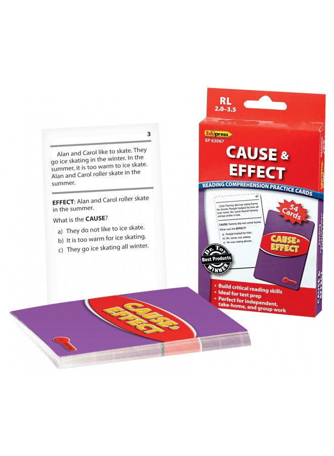 Edupress (EP-3067) Reading Comprehension Practice Cards, Cause & Effect, Red Level - Image 1