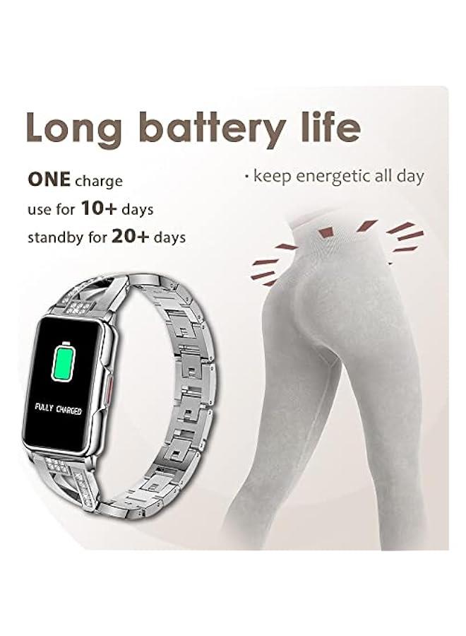 Luxury Silver Fitness Tracker Smart Bracelet for Women Stylish Beautiful Ladies Smart Watch with Pedometer Sleep Message Notification Stainless Steel 1.47 Full Touch Screen - Image 5