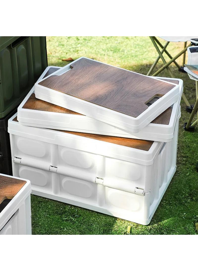 1 Pcs Outdoor Storage Box Folding Thickened Storage Box Plastic Toy Storage Box Car Trunk Organizing Box Car With Waterproof Bag （White）  - Image 5