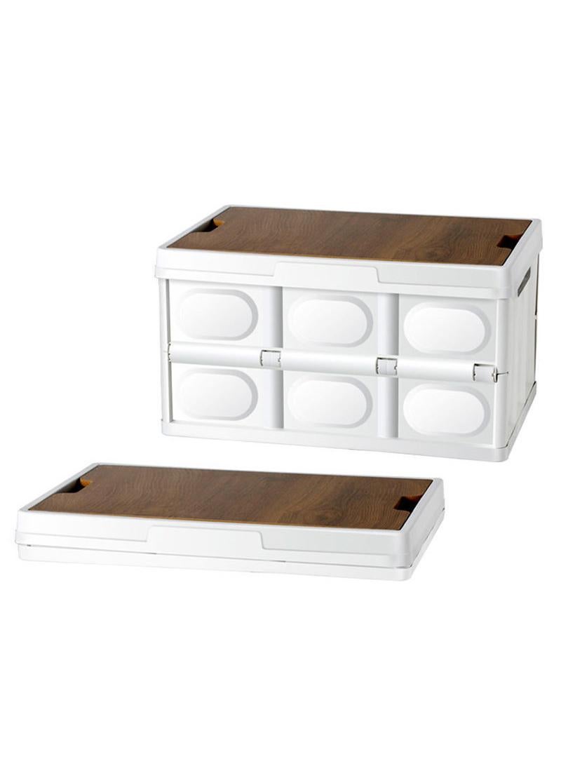 1 Pcs Outdoor Storage Box Folding Thickened Storage Box Plastic Toy Storage Box Car Trunk Organizing Box Car With Waterproof Bag （White）  - Image 1
