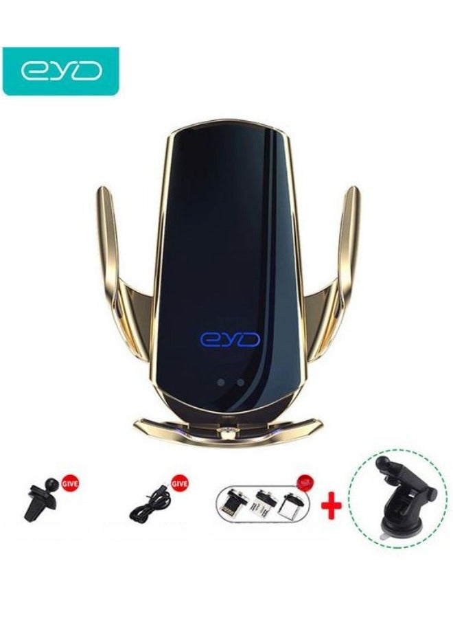 General Wireless Car Charger Automotive Electric Induction 15W Wireless Charger Car Vent Mount Bracket Fast Charging Auto-Clamping Car Phone Holder Mount Air Vent Phone Holde (Gold)  - Image 4