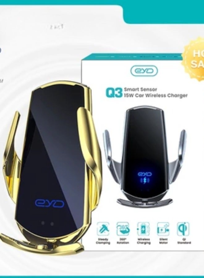General Wireless Car Charger Automotive Electric Induction 15W Wireless Charger Car Vent Mount Bracket Fast Charging Auto-Clamping Car Phone Holder Mount Air Vent Phone Holde (Gold)  - Image 5