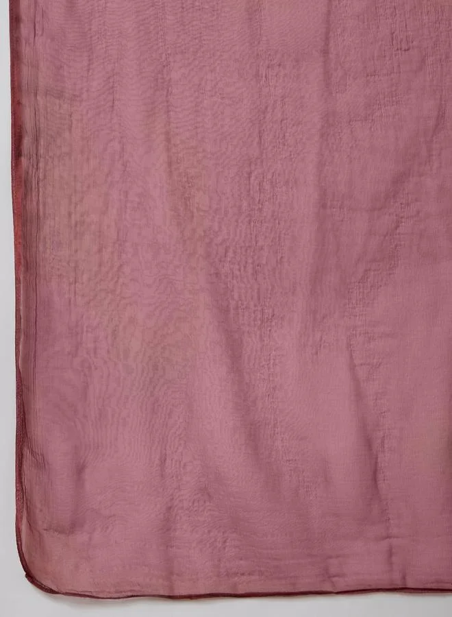 SASSAFRAS SASSAFRAS Maroon Floral Straight Kurta with Pencil Pants and Dupatta Set