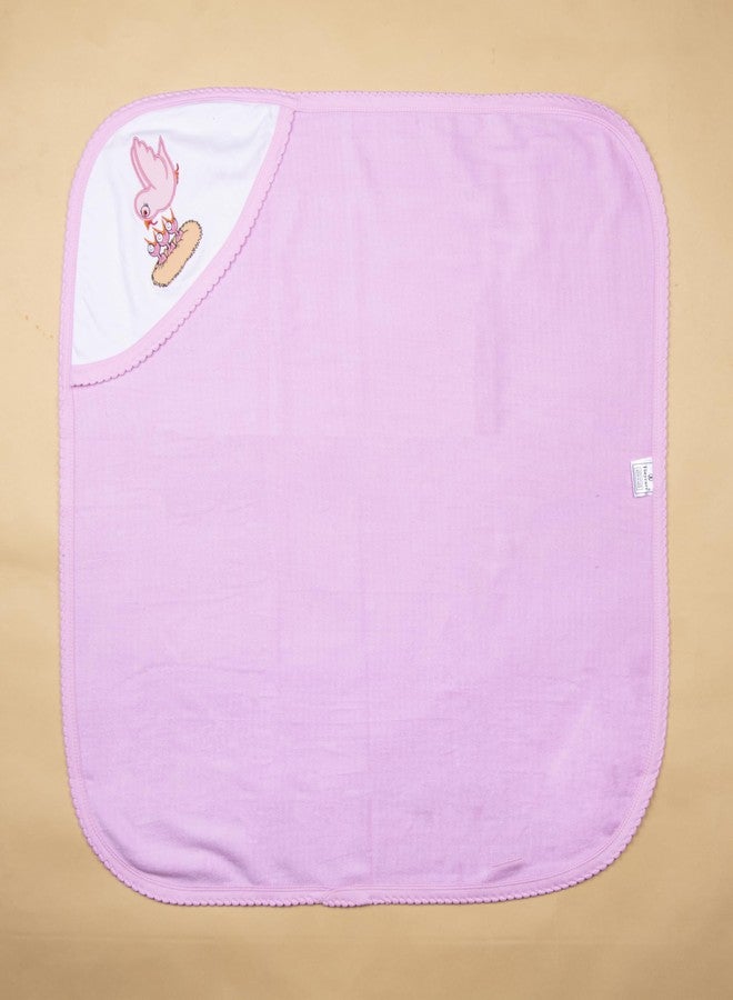 Tinycare Cotton Bath Hooded Towel for New Born, Extra Soft Outside Interlock Stripes Inside Terry, Printed Towel for Kids/Toddler/Infants 72 x 72cm, Quick Absorbent (Pink- Pack of 1) 0-12 Months - Image 4