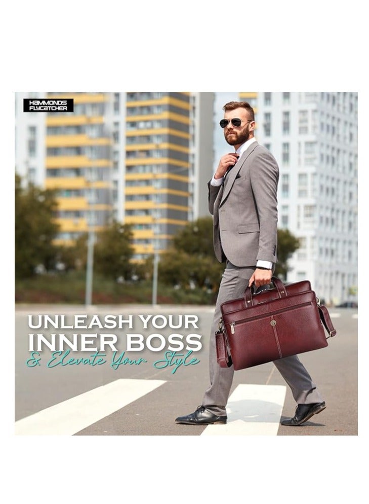 HAMMONDS FLYCATCHER Leather  Laptop Messenger Bag, Brown, Messenger Bags | 14/15.6/16 Inch Laptop|  LB127 | S2UG - Image 3