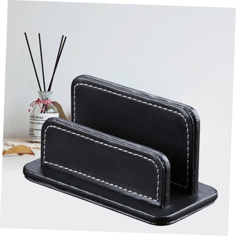 Lurrose Pu Leather Business Card Holder Case For Men Women Office Black - Image 4