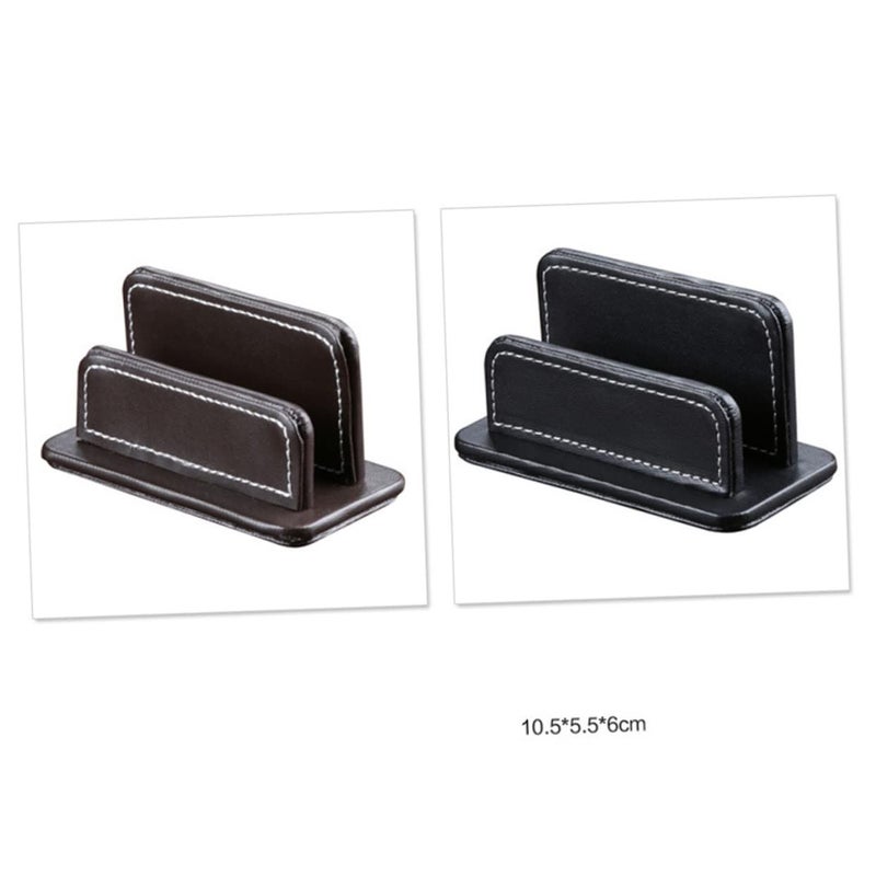 Lurrose Pu Leather Business Card Holder Case For Men Women Office Black - Image 3