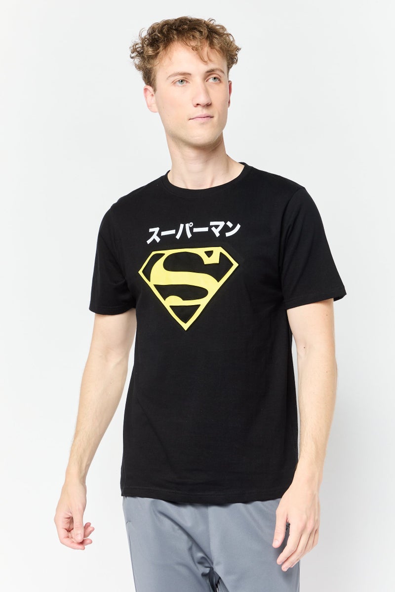 SUPERMAN Men Crew Neck Short Sleeve Graphic Print T-Shirt, Black - Image 1
