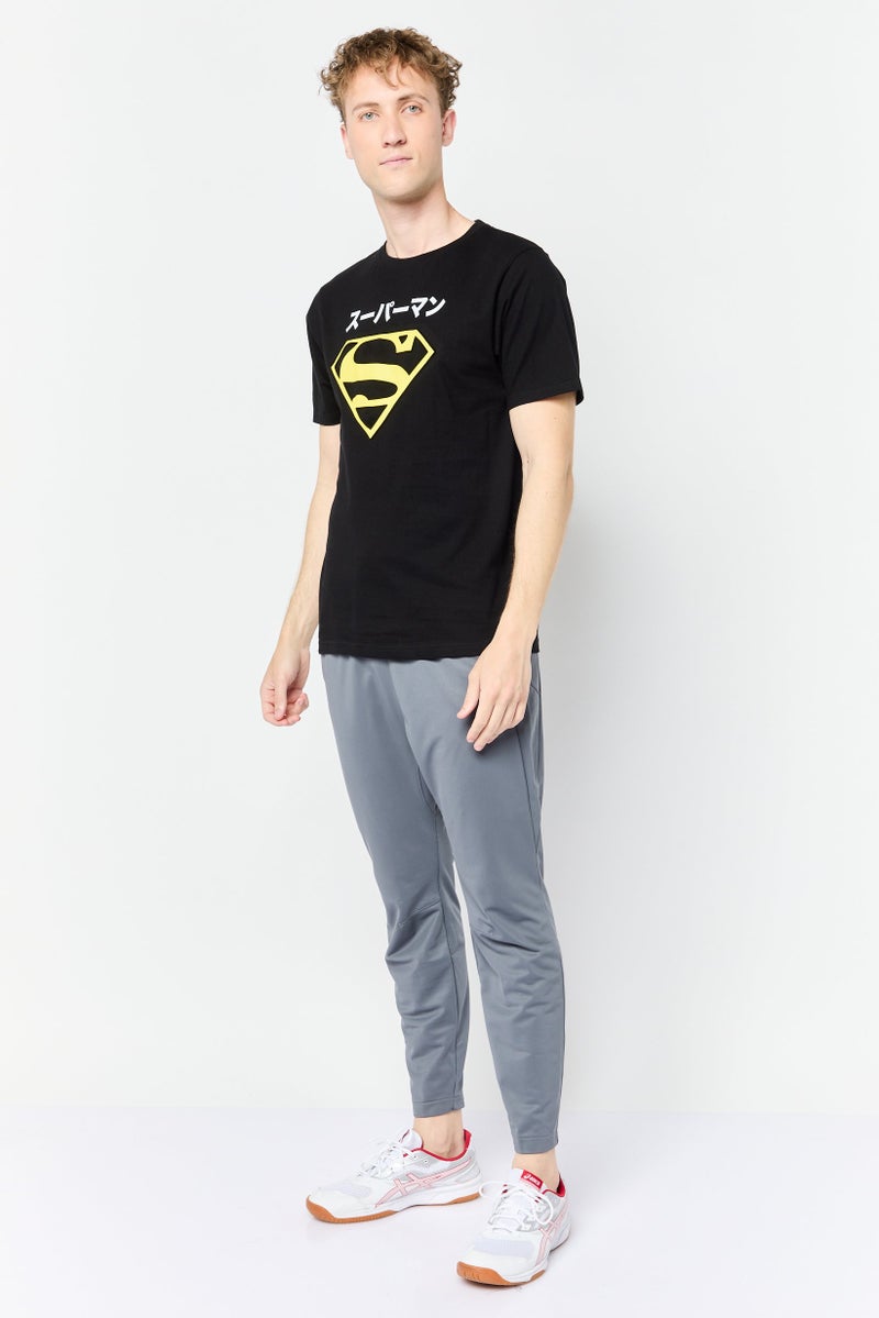 SUPERMAN Men Crew Neck Short Sleeve Graphic Print T-Shirt, Black - Image 3