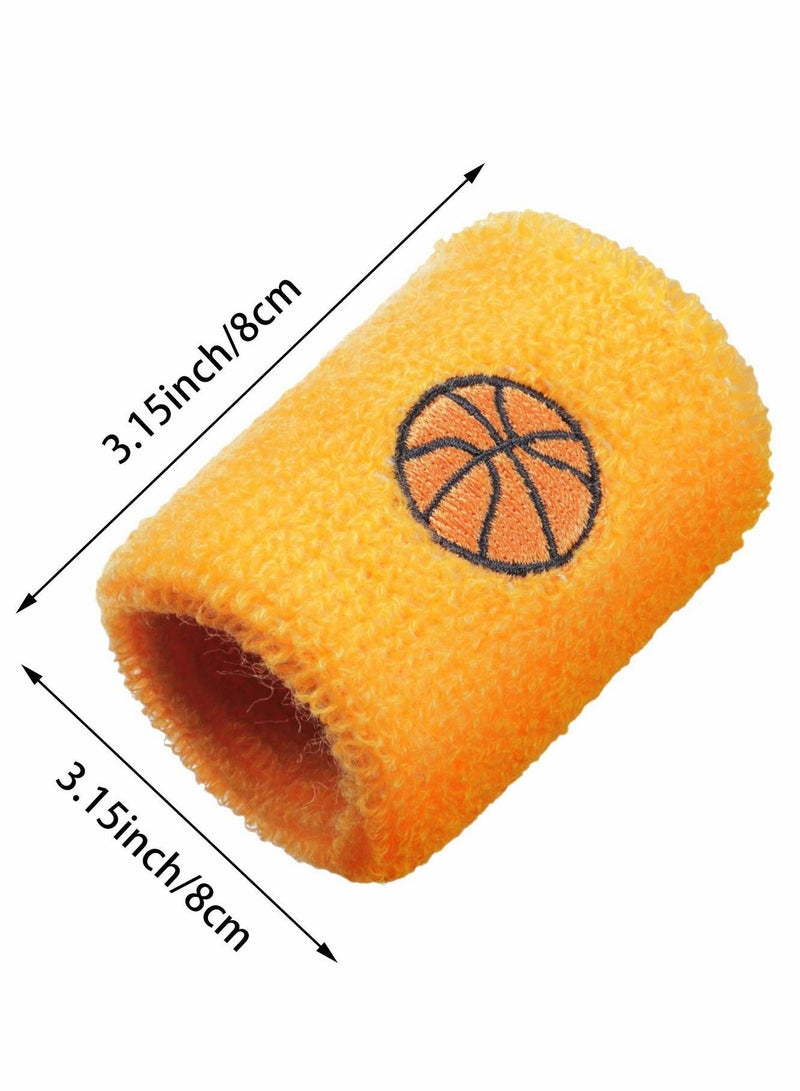 Y&D Sports Wristbands for Kids, Colorful Wrist Sweatbands Cotton Terry Cloth with 6 Basketball Design School Students Teacher Party Birthday Favors (6 Colors 12 Pcs) - Image 3