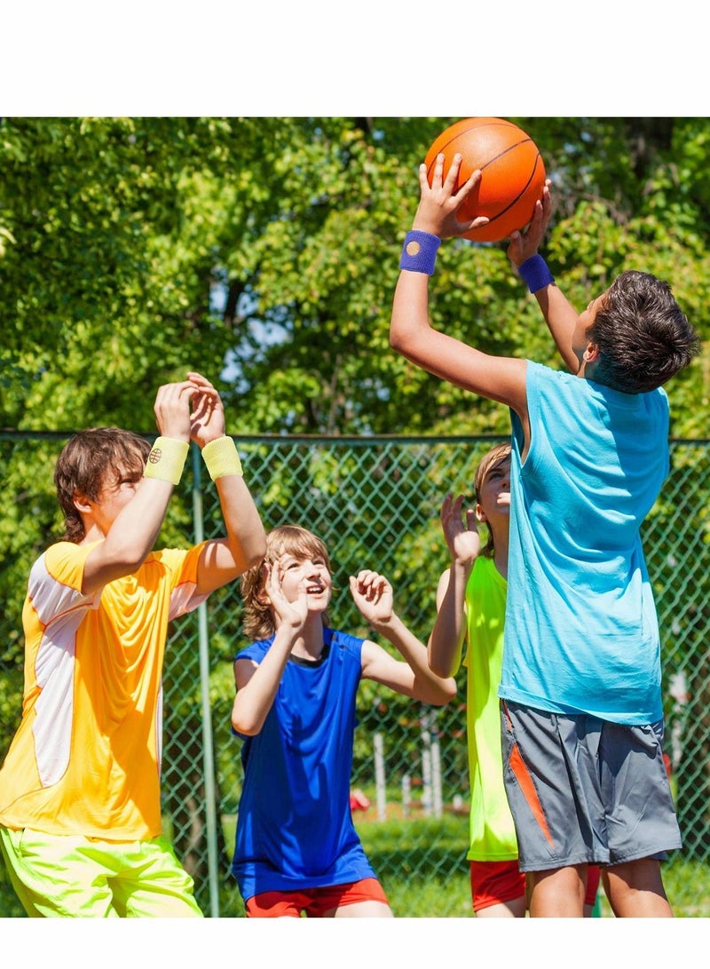 Y&D Sports Wristbands for Kids, Colorful Wrist Sweatbands Cotton Terry Cloth with 6 Basketball Design School Students Teacher Party Birthday Favors (6 Colors 12 Pcs) - Image 4