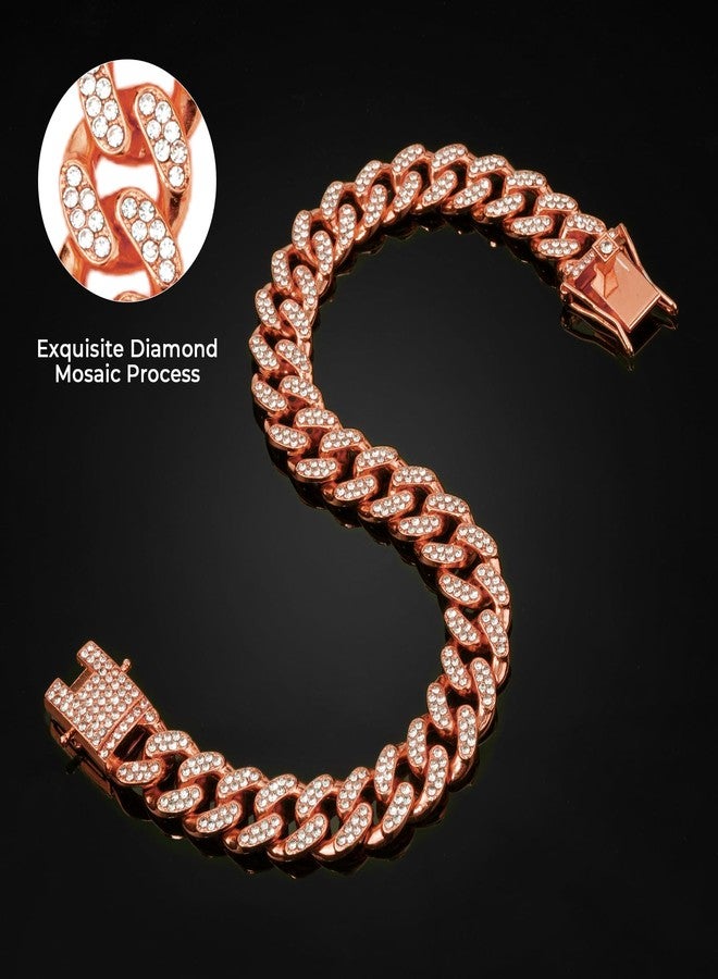 THAMIAO Rose Gold Dog Chain Collars girl dog collars chain dog collar Crystal Dog Necklace Rose Gold Link Chain Collar chain dog collar for Small, Medium and Large Dogs(Rose Gold, 10 Inch) - Image 3