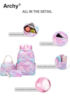 Archy Set of 3 School Backpack with Galaxy Print Fits 15-Inch Laptop Insulated Lunch Bag Pencil Bag for Stylish Girls  - Image 4