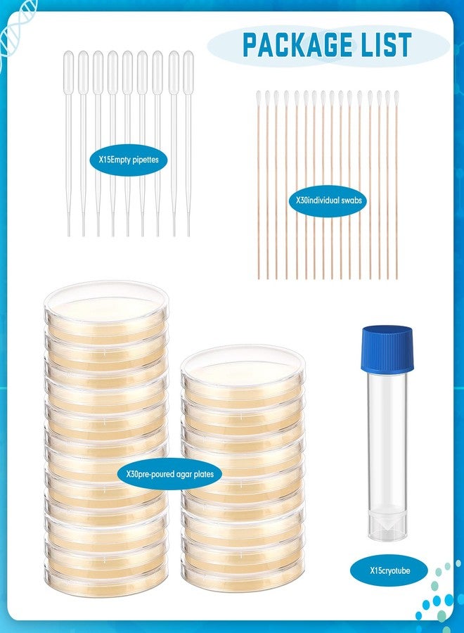Relaxweex 90 Pieces Prepoured Agar Plates Kit Includes Petri Dishes with Agar Swabs Pipettes Storage Tubes Educational Science Kit Science Fair Project to Learn Microbiology - Image 2