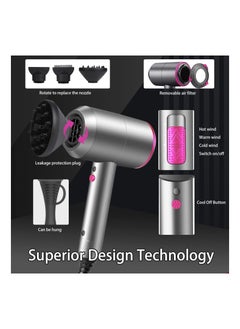KASTWAVE Ionic Hair Dryer with Diffuser, 2000w Powerful Versatile Hairdryer with Attachments Professional Hairdryer Hair Dryer with Multiple Settings Salon-quality Home Hair Dryer for Different Hairstyles  - Image 2