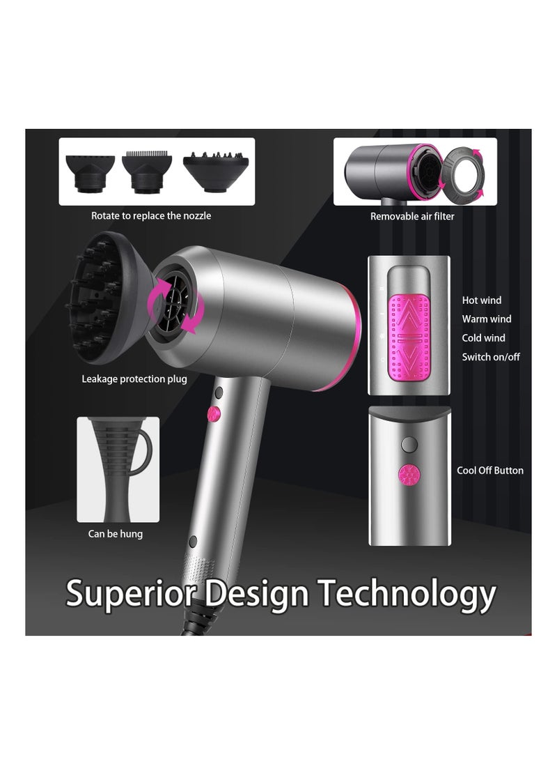 KASTWAVE - Ionic Hair Dryer with Diffuser, 2000w Powerful Versatile Hairdryer with Attachments Professional Hairdryer Hair Dryer with Multiple Settings Salon-quality Home Hair Dryer for Different Hairstyles - Image 1