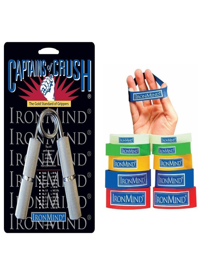 IronMind Two-Way Captains of Crush Grip Strengthener Set: CoC No. 1 Gripper (c. 140 lb.) and Expand-Your-Hand Bands - Image 1