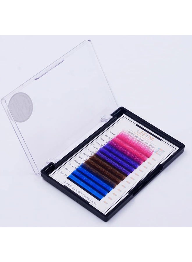 GEPOYA Color Eyelash Extension 0.07mm Thickness C Curl 3D Layer Volume Lash- 3 Lengths and 4 Colors Mixed Tray- Professional Salon Use - Image 5