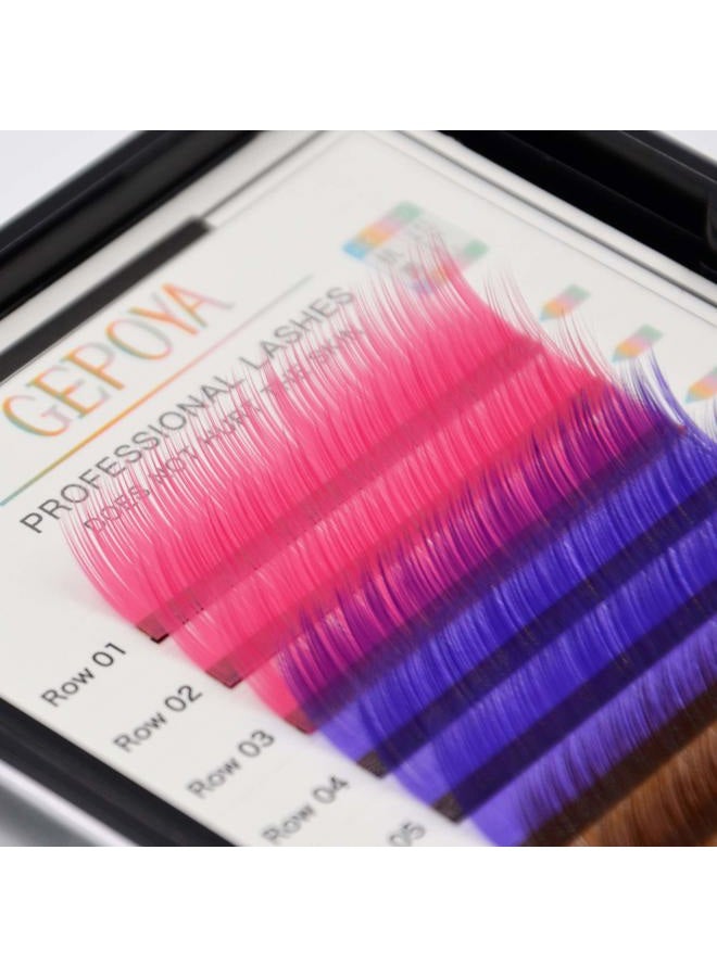 GEPOYA Color Eyelash Extension 0.07mm Thickness C Curl 3D Layer Volume Lash- 3 Lengths and 4 Colors Mixed Tray- Professional Salon Use - Image 4