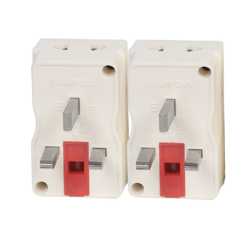 WOWSOME WOWSOME 2 Multiplug 13A TypeG UK Flat Pin Fused MultiPlug for India to UK UAE Singapore HongKong and More Conversion Plug Convert White Pack of 2 - Image 1