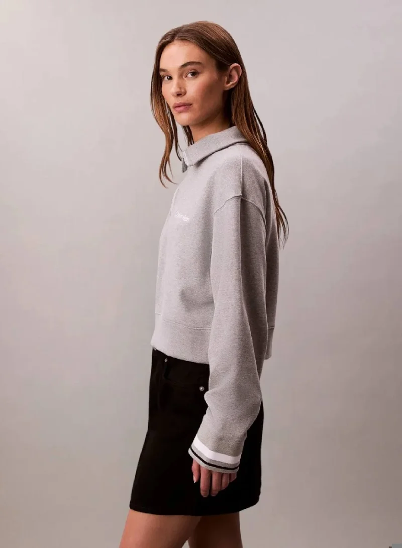 Calvin Klein B10 Grey Heather French Terry 1/4 Zip Sweatshirt for Women | Best Price UAE