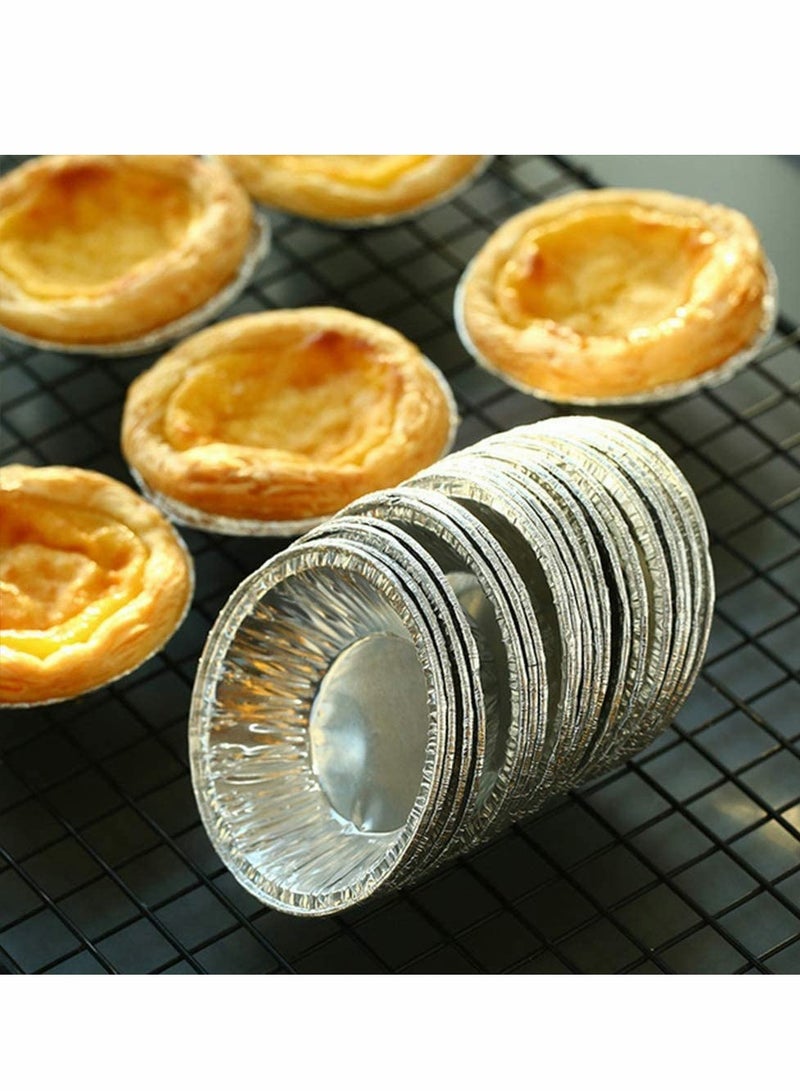 100 Pack Foil Muffin Trays, Mini Pie Tins, Egg Tart Cases - Disposable Aluminum Baking Cups for Pastries, Custards, and Cakes - Image 2