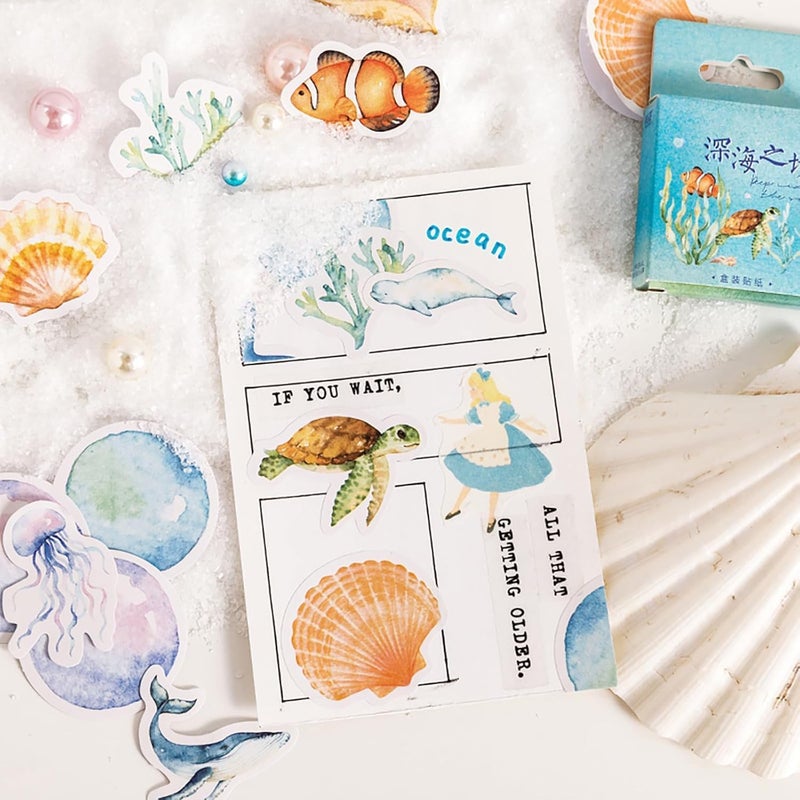 KASTWAVE Ocean Animals Stickers, Sea Shell Starfish Seahorse Decorative Stickers for Journaling Scrapbooking Planner Laptop DIY Crafts Art Projects, Waterproof and Durable, Ideal for Kids Teens Adults, 1 Set - Image 4