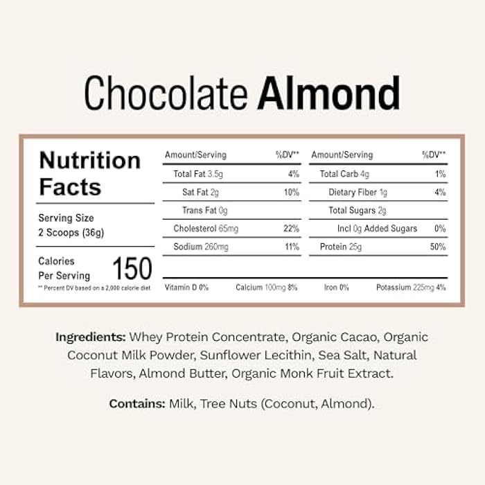 RISE مسحوق بروتين مصل اللبن من رايز - عينة شوكولاتة لوز | 25 جرام بروتين بدون نكهات صناعية أو ألوان أو مواد حافظة - خالي من السكر، خالي من الجلوتين، خالي من الصويا (حصة واحدة) - Image 2