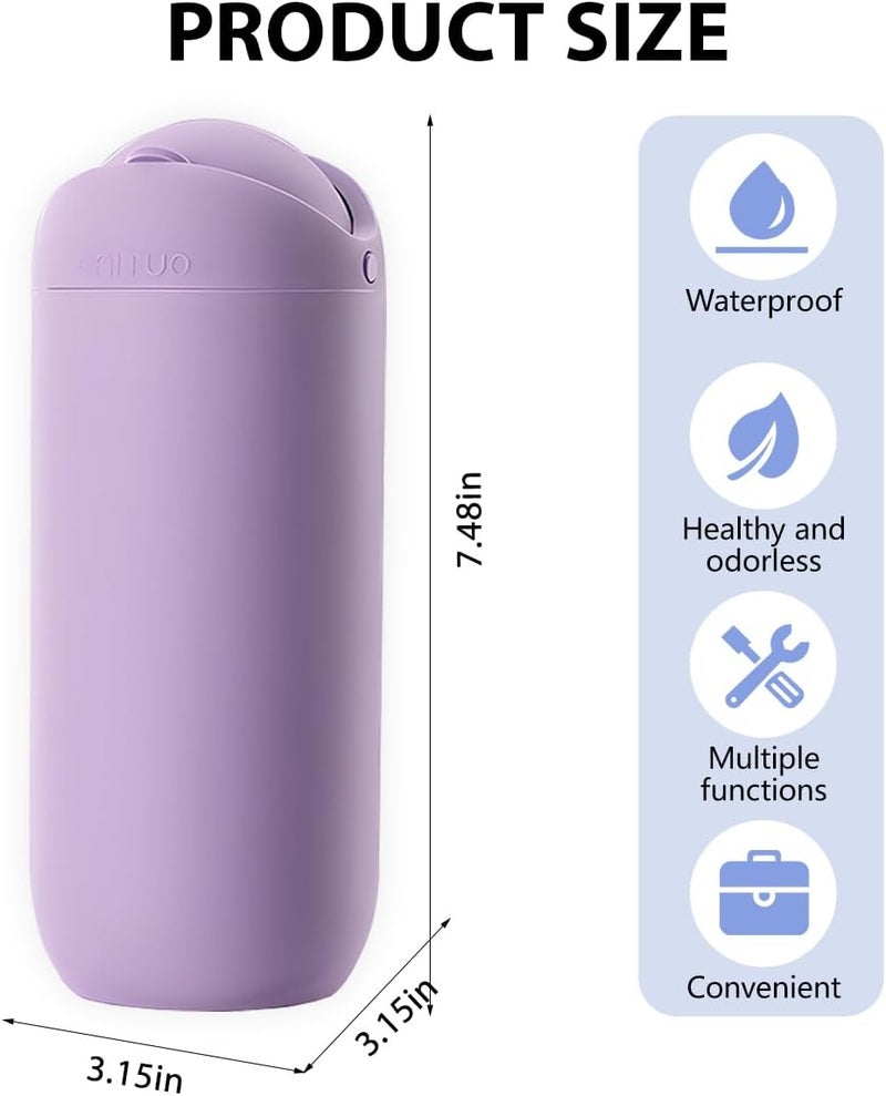 KHGUZ Car Trash Can with Lid - Silicone Leakproof Mini Round Vehicle Garbage Bin for Cup Holder (Purple) - Image 2