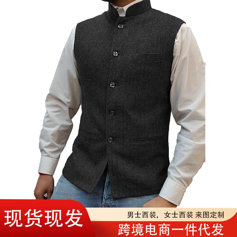 Selection Of Men'S Vests, Stand-Up Collar, Zhongshan Style Vests, Herringbone Vests, , Ready-Made Vests - Image 2