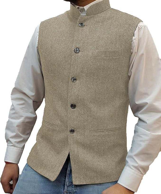 Selection Of Men'S Vests, Stand-Up Collar, Zhongshan Style Vests, Herringbone Vests, , Ready-Made Vests - Image 1