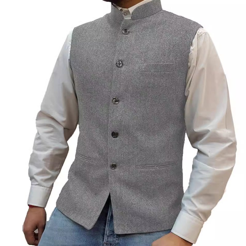 Selection Of Men'S Vests, Stand-Up Collar, Zhongshan Style Vests, Herringbone Vests, , Ready-Made Vests - Image 4