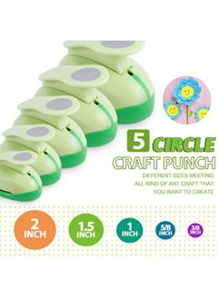 UCEC Circle Punch, Craft Hole Punch Round Punch For Crafting, 5 Different Size Circle Hole Punch For Paper Crafts, Cardstock, Gift Wrapping, Cards And Scrapbooks-3/8 5/8 1 1.5 2 Inch Circle Punch Set  - Image 2