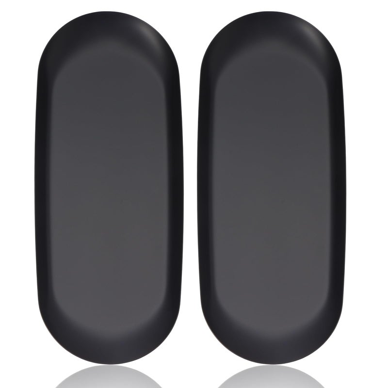 JOLYEAK 2PACK Black Decorative Tray,Oval Stainless Steel Trays, Decorative Tray for Jewelry Dish Cosmetics Organizer Bathroom Clutter Serving Platter (Black, 9 in) - Image 1
