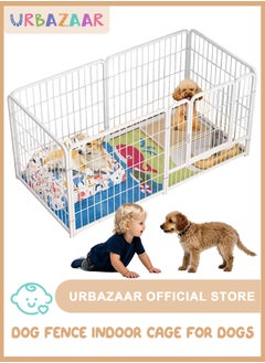 Dog Playpen Our 6 Panels Heavy Duty Dog Pen 23.6" Height Puppy Playpen Indoor Anti-Rust Exercise Fence with Doors for Medium/Small Pet Play for RV Camping Yard